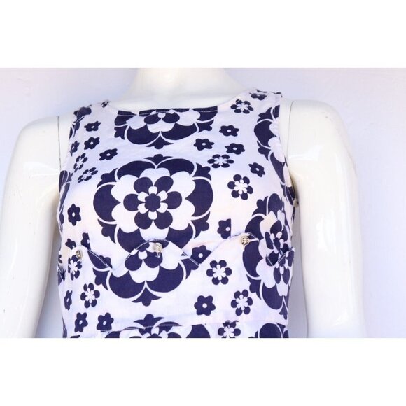 Tory Burch Size US2 XS Purple White Sundress Floral Linen Sleeveless Tank Mini - Picture 2 of 8